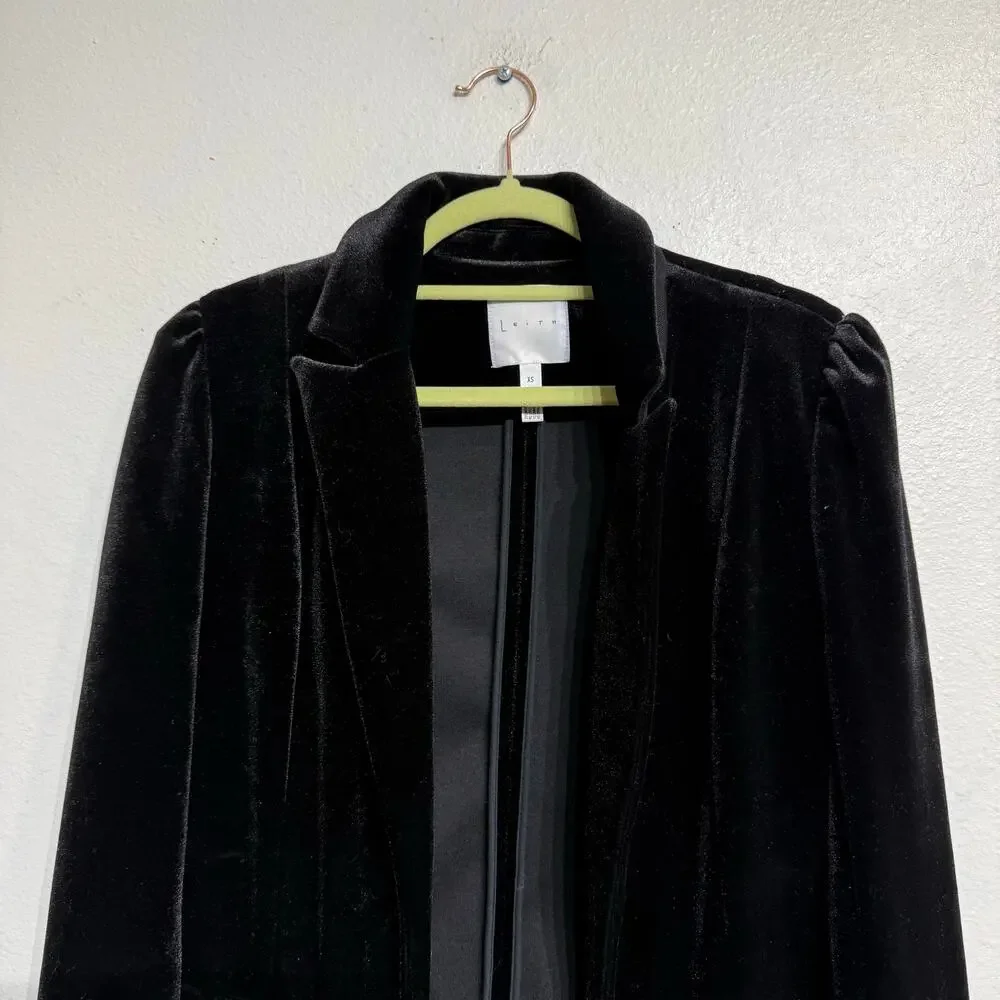 Nordstrom Leith Black Velour Blazer Sz XS